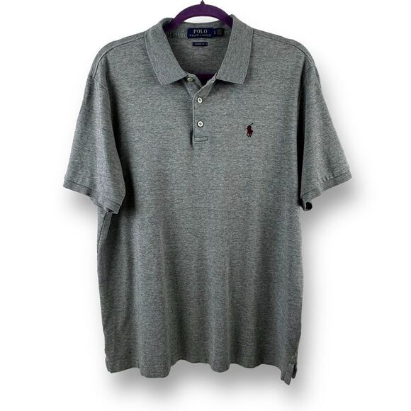 Polo Ralph Lauren Men's Size L Classic Fit Polo Shirt Gray Short Sleeve 100% Cot - Picture 1 of 10